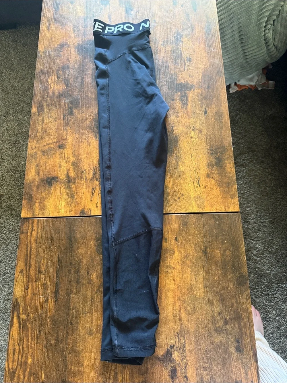 Nike Black Women’s Leggings with White Swoosh Waistband